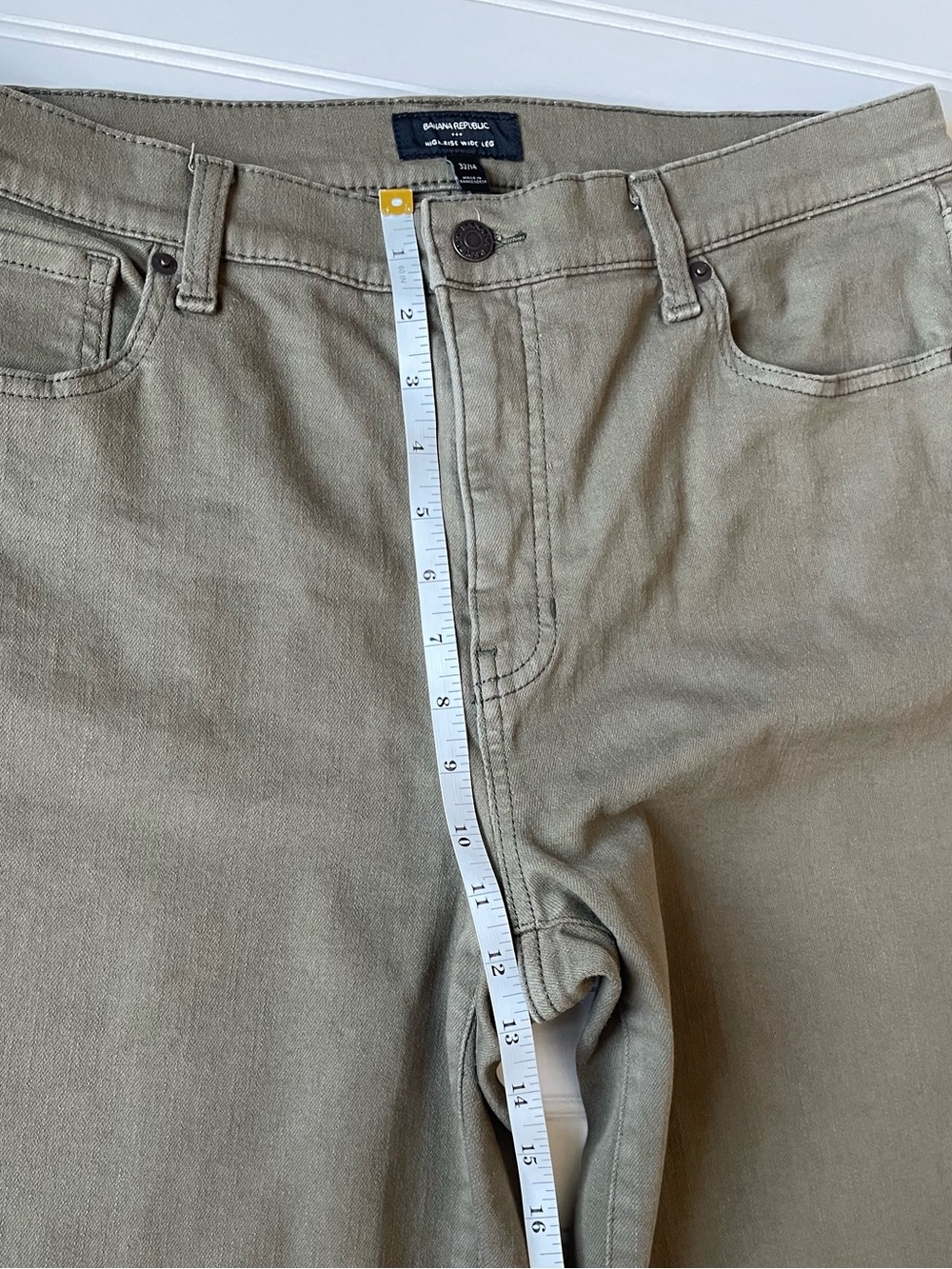Banana Republic Military Green High Rise Wide Leg Khaki Stretch Jeans Size 32 14 - Picture 5 of 10